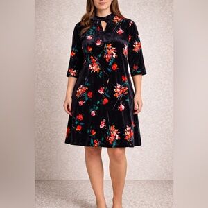 NEW Floral Black Velvet Dress Size 3X